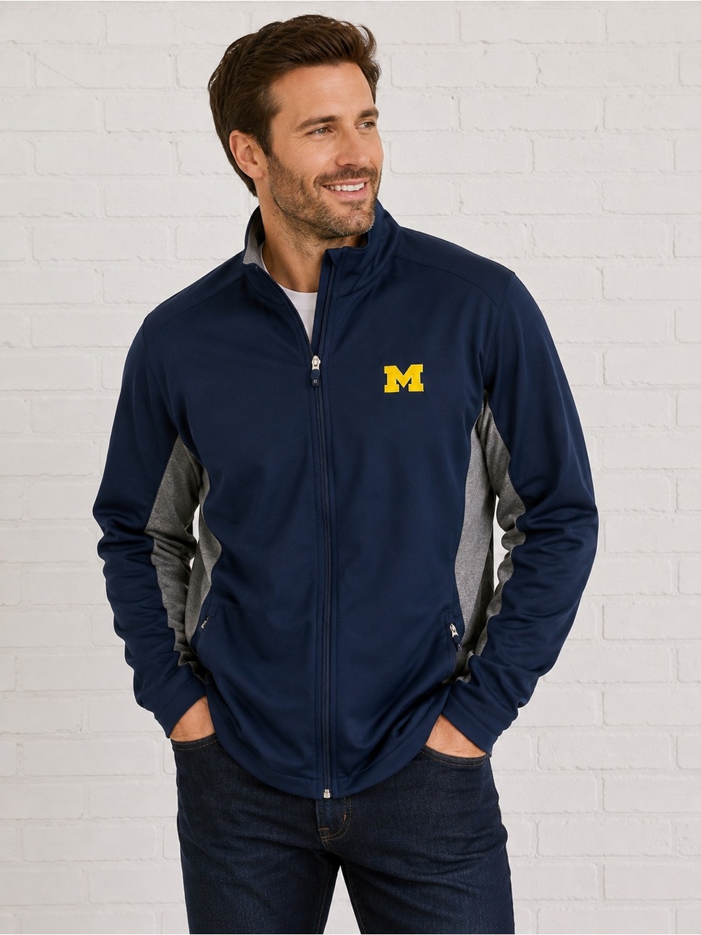 Cutter & Buck Michigan Wolverines Women’s XXXL Full Zip Jacket Navy Gray
